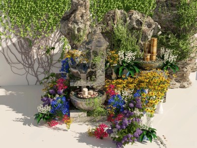 中式园艺小品3D模型下载